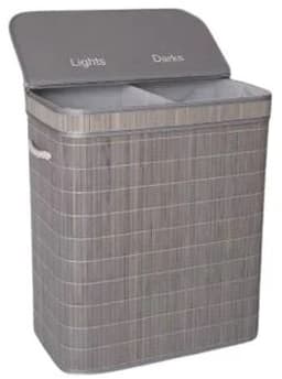 סל כביסה במבוק מחולק - אפור רק באטרקציה