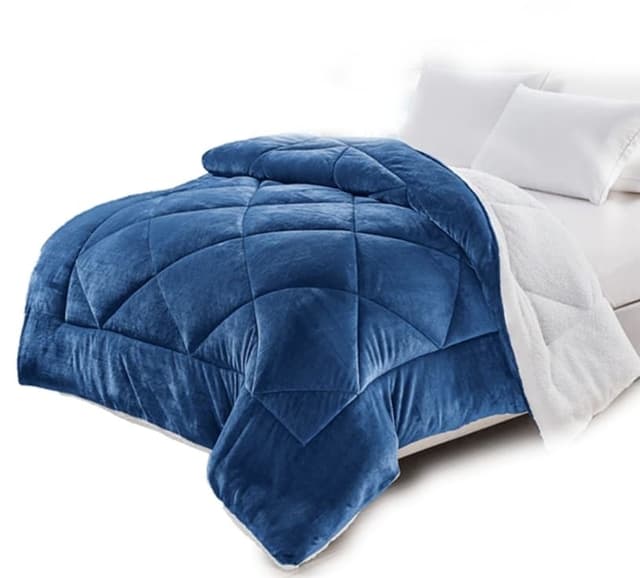 שמיכת חורף זוגית דו צדדית דמוי כבש דגם NOYA מידה 200X220 בתוך תיק בצבעים - בורדו/לבן/ירוק/ורוד/אפור/מנטה ועוד קונים רק באטרקציה מהיבואן לצרכן