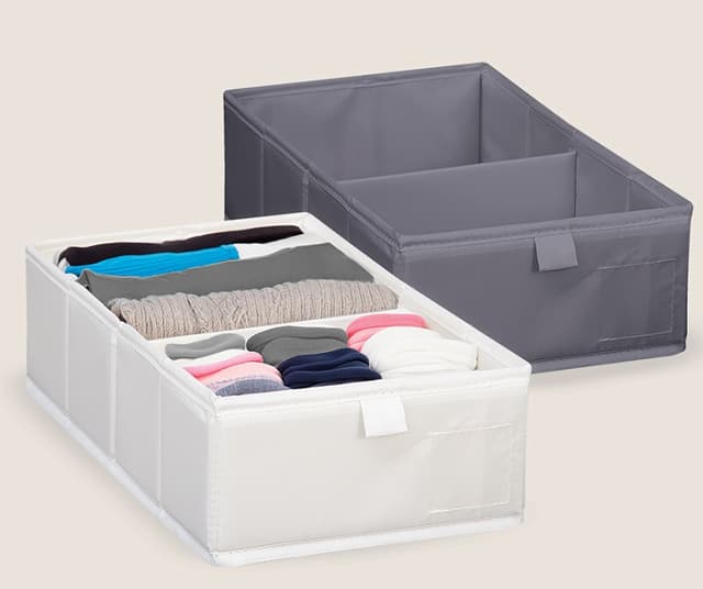 ארגונית בד 2 תאים 20X34X10 ס"מ - לבן / אפור רק באטרקציה.