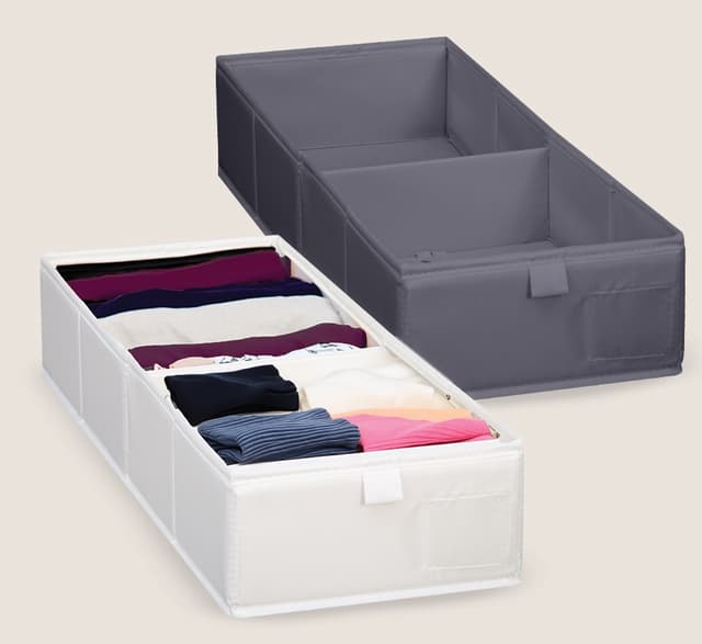 ארגונית בד 2 תאים 20X51X10 ס"מ - לבן / אפור באטרקציה.