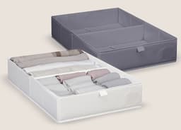 ארגונית בד 2 תאים 34X51X10 ס"מ - לבן / אפור רק באטרקציה.