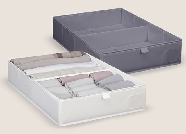 ארגונית בד 2 תאים 34X51X10 ס"מ - לבן / אפור רק באטרקציה.