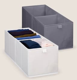 ארגונית בד 2 תאים 20X51X18 ס"מ - לבן / אפור באטרקציה.