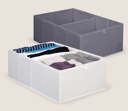 ארגונית בד 2 תאים 34X51X18 ס"מ - לבן / אפור רק באטרקציה.