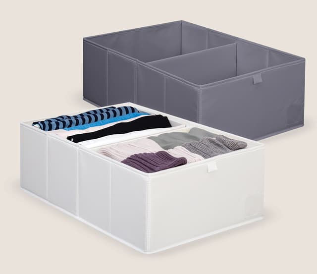 ארגונית בד 2 תאים 34X51X18 ס"מ - לבן / אפור רק באטרקציה.