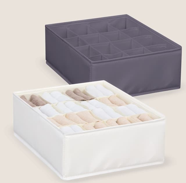 ארגונית בד 16 תאים 24X31X11 ס"מ - לבן / אפור רק באטרקציה.