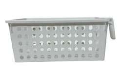 סלסלה מלבנית לבנה עם ידית 27X16, סלסלאות במבחר דגמים