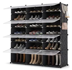 ארונית אחסון עשויה פלסטיק רך מכילה 12 קוביות 24 מדפים שחור/לבן