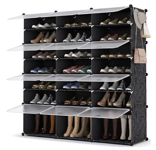 ארונית אחסון עשויה פלסטיק רך מכילה 12 קוביות 24 מדפים שחור/לבן