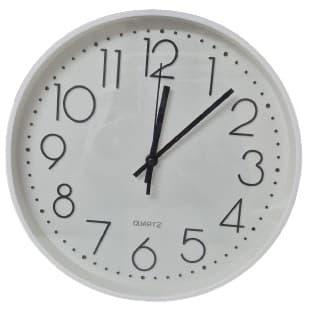 שעון קיר 30 ס"מ מנגנון שקט - לבן רק באטרקציה