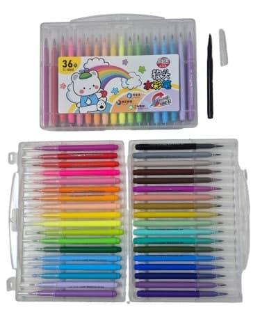 חבילה 36 טושים צבעוניים איכותיים בקלמר פלסטיק קונים רק באטרקציה מהיבואן לצרכן