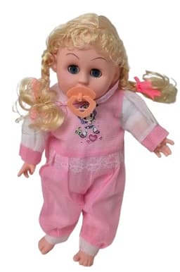 בובה בוכה צוחקת ומדברת עם מוצץ 48 ס"מ - במבחר צבעים