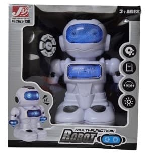 רובוט על שלט רחוק שר הולך רוקד מדליק אורות באטרקציה.