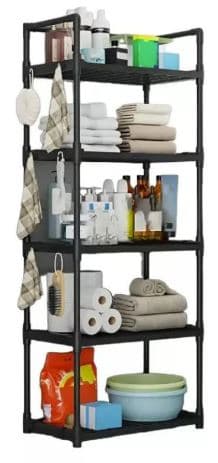 מעמד 5 מדפים עם ווי תלייה שחור/לבן באתר אטרקציה מהיבואן לצרכן