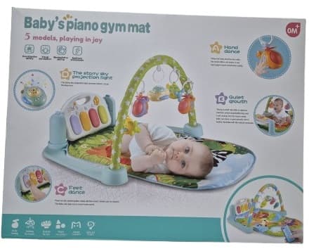 משטח פעילות עם קשת רעשנים ופסנתר מוזיקלי דגם חיות