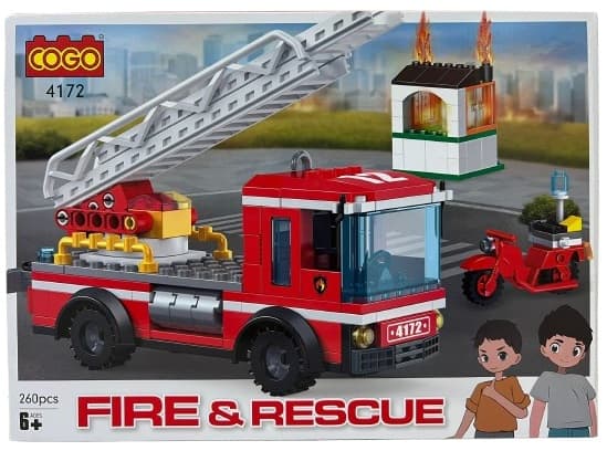 משחק הרכבה COGO משאית כיבוי אש 260 חלקים רק באטרקציה