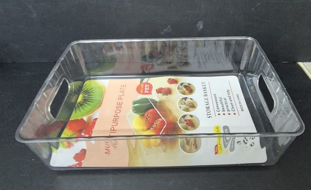 סלסלה אקריליק שקופה לאחסון עם ידיות 22.5X15 ס"מ רק באטרקציה