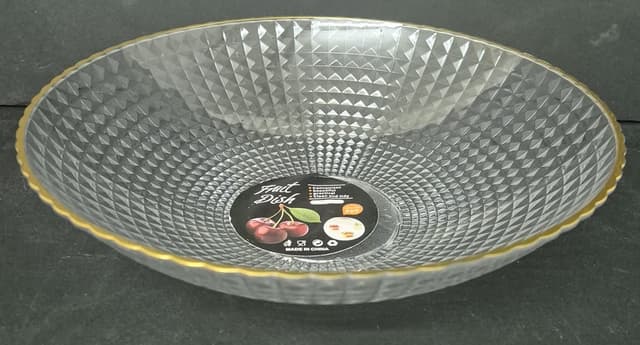 קערה להגשה אקריליק מעוצבת עם פס זהב קוטר 23 ס"מ קונים רק באטרקציה מהיבואן לצרכן