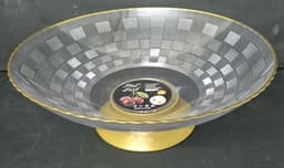 קערה להגשה אקריליק מעוצבת עם רגל ופס זהב קוטר 26 ס"מ קונים רק באטרקציה מהיבואן לצרכן