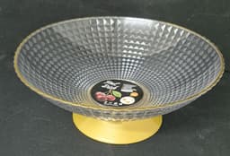 קערת הגשה אקריליק מעוצבת עם רגל ופס זהב קוטר 23 ס"מ קונים רק באטרקציה מהיבואן לצרכן