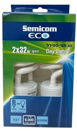 זוג נורות פלורסנט 32W אור לבן - תאורה חזקה וחסכונית קונים רק באטרקציה מהיבואן לצרכן