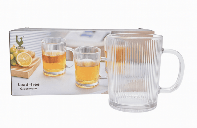 סט 6 ספל זכוכית דגם פסים קונים רק באטרקציה מהיבואן לצרכן