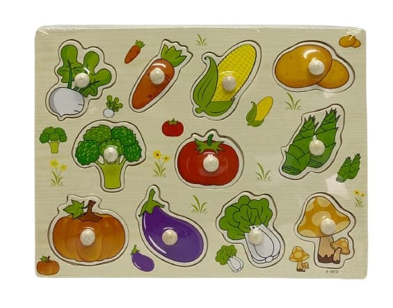 פאזל עץ עם פינים לאחיזה נוחה - ירקות במחירים זולים