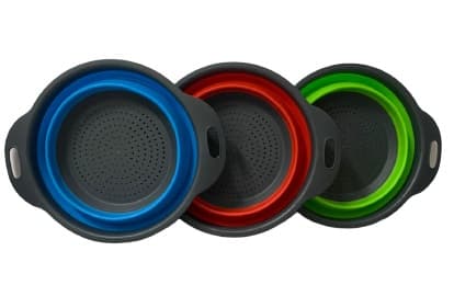 מסננת סילקון עגולה מתקפלת ידית במגון צבעים משתלם באטרקציה