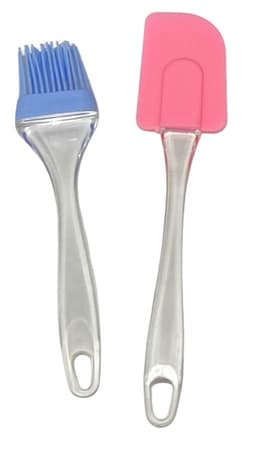 מארז לקקן ומברשת סיליקון עם ידית פלסטיק שקופה - במגוון צבעים