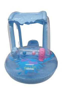 גלגל מתנפח עם גגון - תכלת 71X60 ס"מ