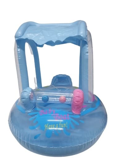 גלגל מתנפח עם גגון - תכלת 71X60 ס"מ