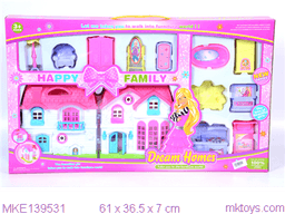 בית בובות + רהיטים ודמויות גודל אריזה 61X36 ס"מאטרקציה