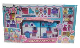 בית בובות + רהיטים ודמויות גודל אריזה 88X48 ס"מאטרקציה