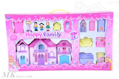 בית בובות + רהיטים ודמויות גודל אריזה 70X38.5 ס"מאטרקציה