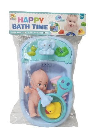 אמבטיה לבובה עם בובה ואביזרים למשחק 28X17.5 ס"מאטרקציה