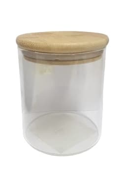 צנצנת זכוכית מרובעת עם מכסה במבוק סגירה וקום 300 מ"ל קונים רק באטרקציה מהיבואן לצרכן