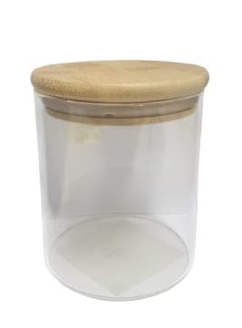 צנצנת זכוכית מרובעת עם מכסה במבוק סגירה וקום 300 מ"ל קונים רק באטרקציה מהיבואן לצרכן