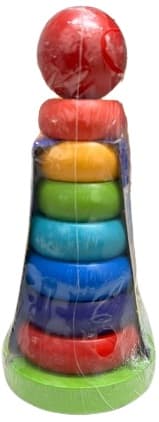 מגדל טבעות עץ צבעוני לפעוטות רק באטרקציה