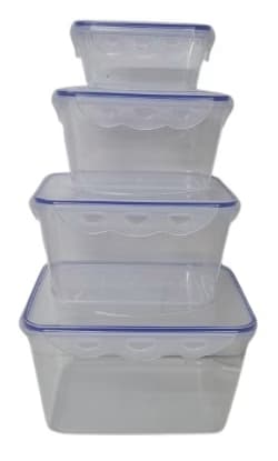 סט 4 קופסאות פלסטיק מלבניות לאחסון עם סגירה הרמטית וסוגרים קונים רק באטרקציה מהיבואן לצרכן
