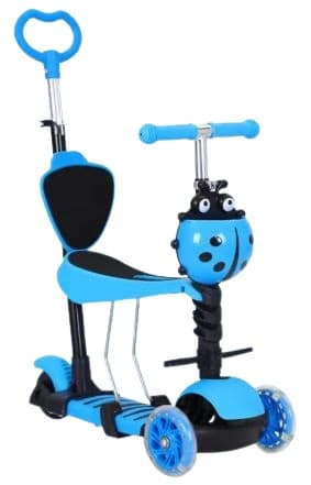 קורקינט 5 מצבים עם מוט משענת וכיסא - כחול רק באטרקציה