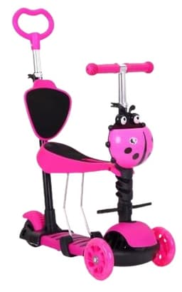 קורקינט 5 מצבים עם מוט משענת וכיסא - ורוד רק באטרקציה