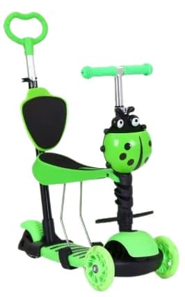 קורקינט 5 מצבים עם מוט משענת וכיסא - ירוק רק באטרקציה