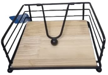 מעמד למפיות משולב מתכת ועץ שחור / לבן קונים רק באטרקציה מהיבואן לצרכן