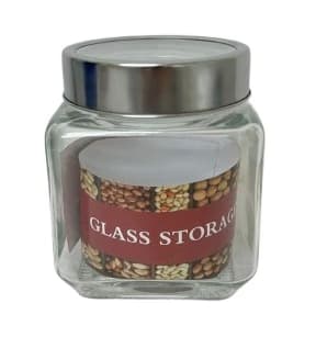 צנצנת זכוכית מרובעת עם מכסה כ- 500 מ"ל קונים רק באטרקציה מהיבואן לצרכן