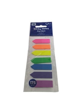 מדבקות סימניה בצורת חץ - אריזה עם 7 צבעים זוהרים