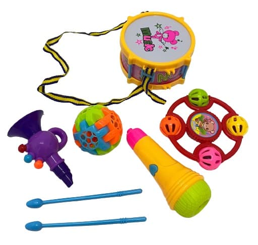 סט כלי נגינה + רעשניםמגוון צעצועי כלי נגינה לילדים בזול