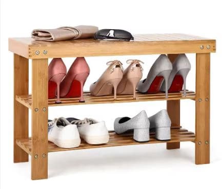 ספסל ישיבה מבמבוק עם 2 מדפים לאחסון גובה 45 רוחב 70 ס"מ קונים רק באטרקציה מהיבואן לצרכן