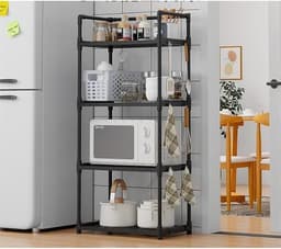 מעמד 4 מדפים עם ווי תלייה שחור כ - 113X48X26 ס"מ קונים רק באטרקציה מהיבואן לצרכן