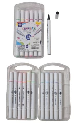 חבילה 12 טושים דו צדדי במזוודה קונים רק באטרקציה מהיבואן לצרכן