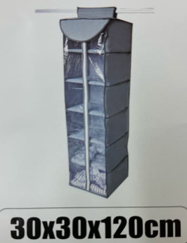 ארגונית בד לתלייה 6 קומות +סגירה 30X30X120 ס"מ קונים רק באטרקציה מהיבואן לצרכן